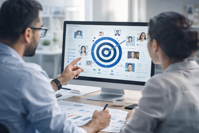 Online Marketing Strategie am Laptop