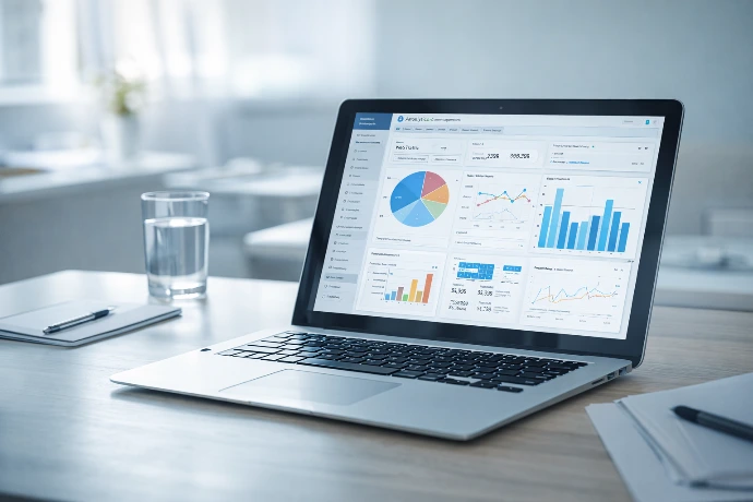 Online Marketing Strategie am Laptop